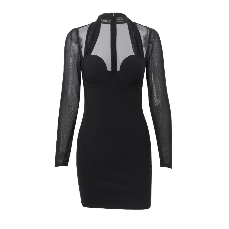 Abbigliamento da donna 2024spring New Sexy Mesh leggermente maturo che dimagrisce la signora adulta come le donne del vestito tubino della donna