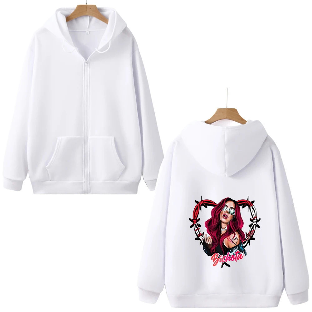 Karol G Bichota Song Redhead Zipper Hoodie Love Sexy Cartoon Clothing For Men Women Suitable For Autumn And Winter