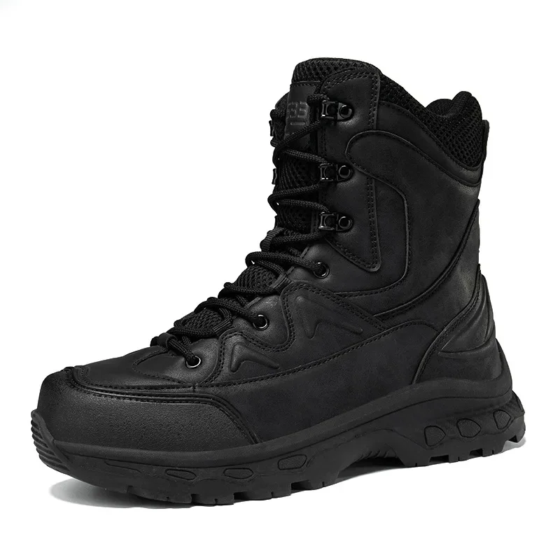 Combat boots, PU mesh fabric, mid cut, wear-resistant tactical boots, outdoor sports hiking shoes, hiking military boots