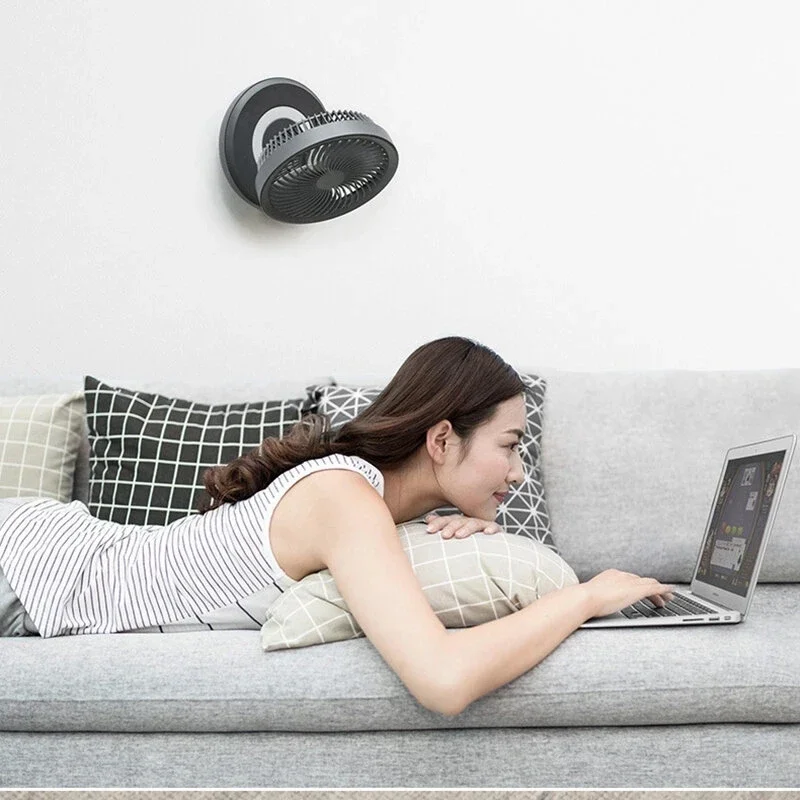 Youpin-مروحة راحة دوران تعليق ، إضاءة ليلية ، هادئة ، قابلة لإعادة الشحن ، لاسلكية ، قابلة للطي ، تعليق كهربائي ، 4 تروس