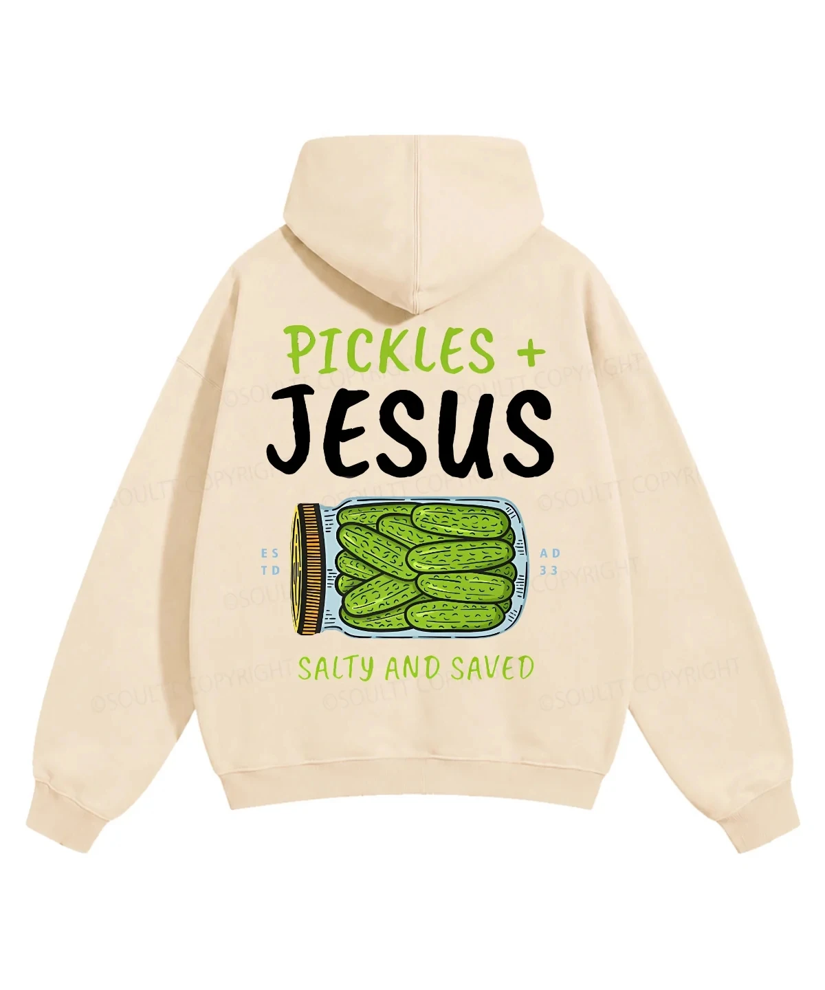 Vintage Christian Hoodie Front Pickle Jar Print Kangaroo Pocket Drawstring Pullover For Men Women Overszied Soft Sweatshirt Tops