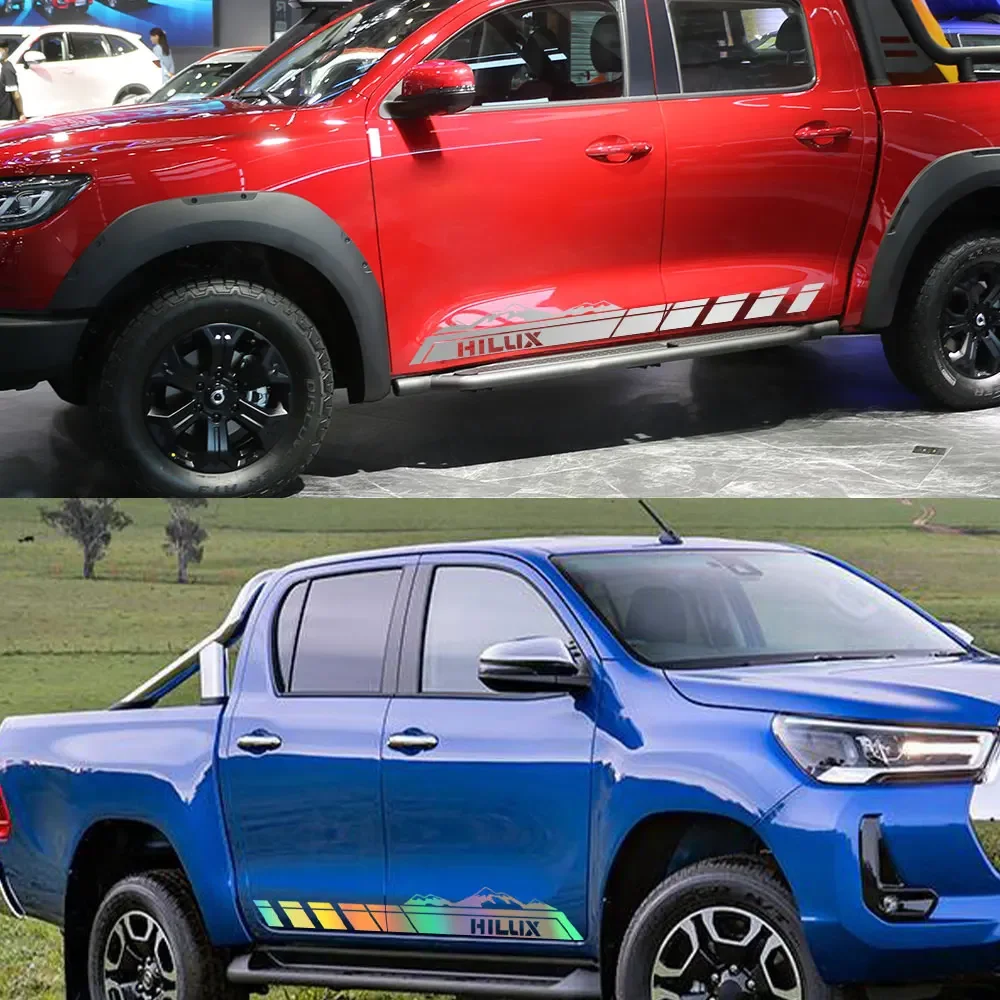 لاقط الجانب الباب الجسم سيارة ملصق لتويوتا هايلكس فيجو ريفو SR شاحنة الرسومات جبل ديكور يغطي الشارات اكسسوارات السيارات