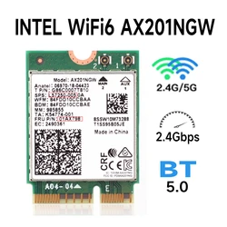 Wi-fi 6 AX201 Bluetooth 5.0 Dual Band 2.4G/5G Wireless NGFF Button E CNVi Wifi Card AX201NGW 2.4Ghz / 5Ghz 802.11ac / ax