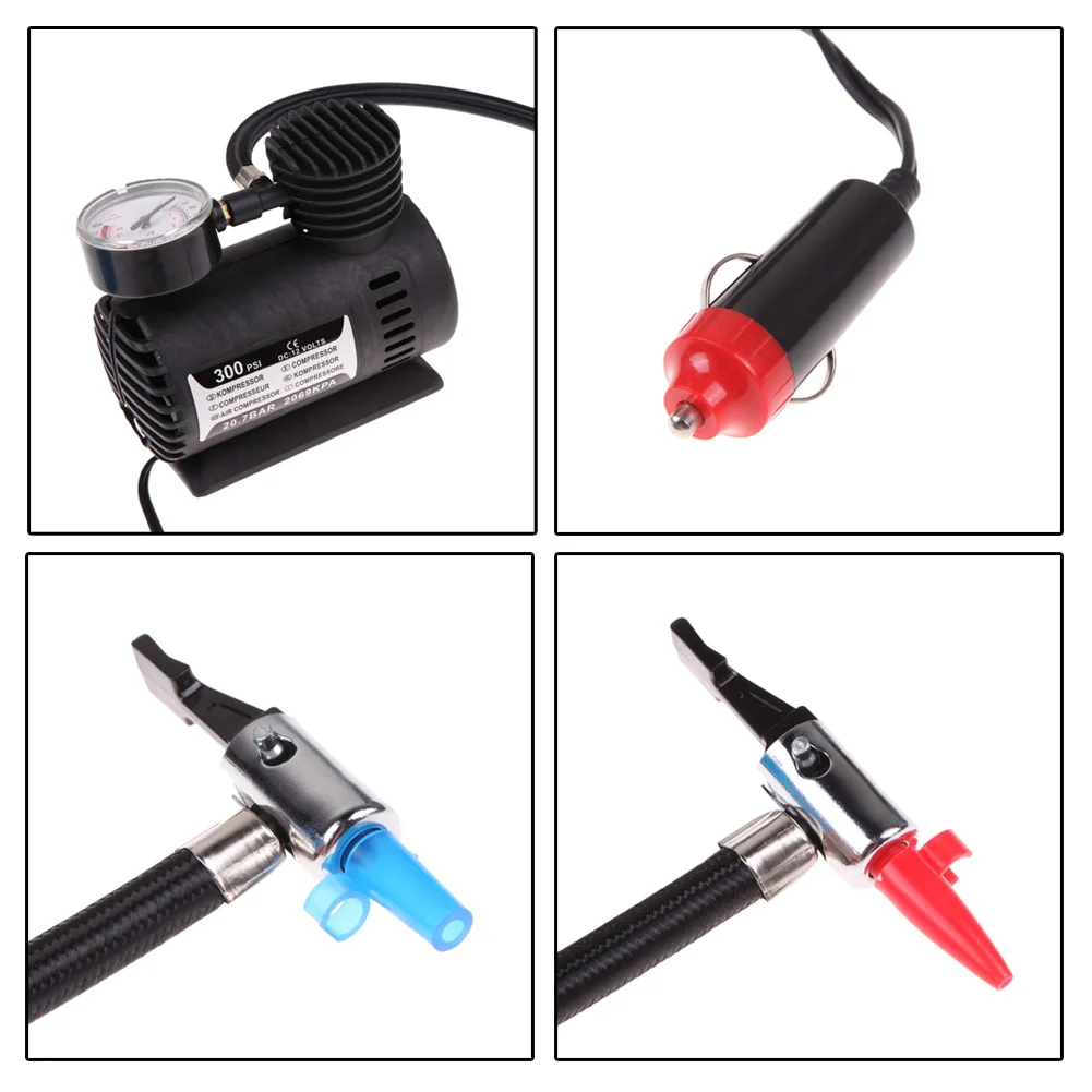

12V Portable Air Compressor with Pressure Gauge Smart Tire Pump Electric Air Pump for Car Motorcycle Bicycle
