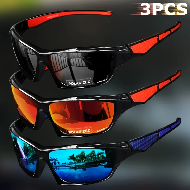 1/3PCS Sport Gepolariseerde Zonnebril voor Mannen Lichtgewicht Nachtzicht Mannelijke Shades Fietsen Rijden Vissen Mode Spiegel Zonnebril