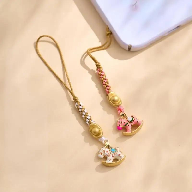 Z. Zodiac Horse Key Cute Fortune Horse Lanyard Pony Phone Pendant Anti Drop Camera Decoration Bag Charm Lucky Friends Gifts