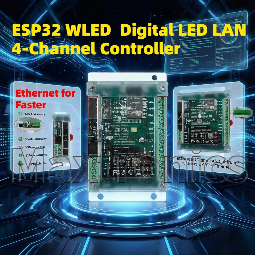 2026 NEW ESP32 Ethernet WLED Controller 20A/30A 4CH DIN Rail Mount Independent Fuses DIY WiFi Music Sync for WS2811/12 RGB Strip