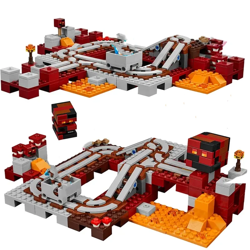 Compatible MOC Sets MC My Mini World Game Series Building Blocks The Nether Railway Magma Cube Children's Toys Assembling Gift