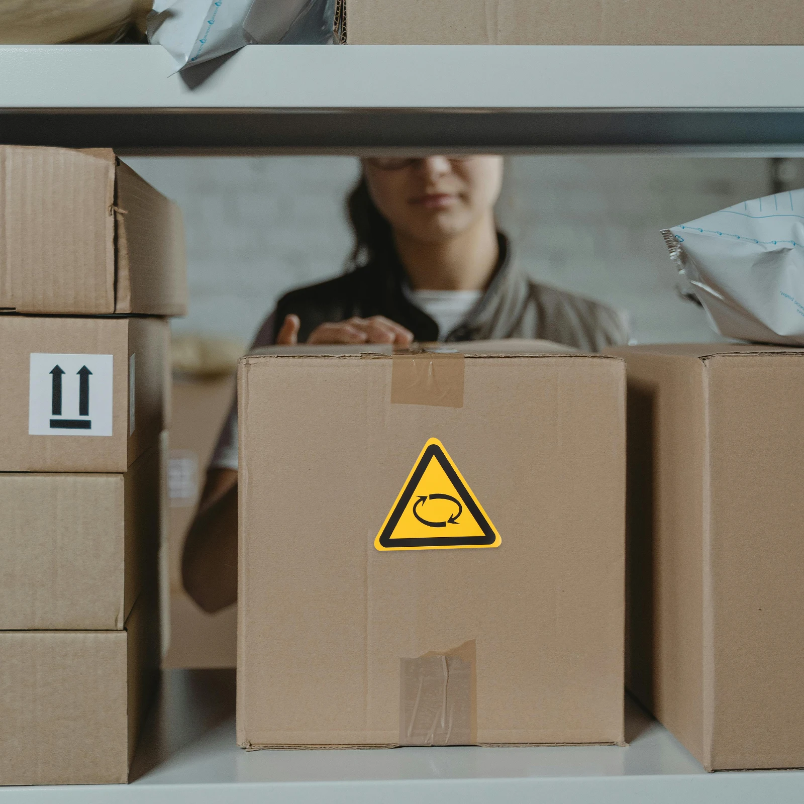 

6pcs Rotating Warning Sign Sticker Adhesive Safety Labels 100mm Machine Danger Caution Decals Vinyl Security Signs