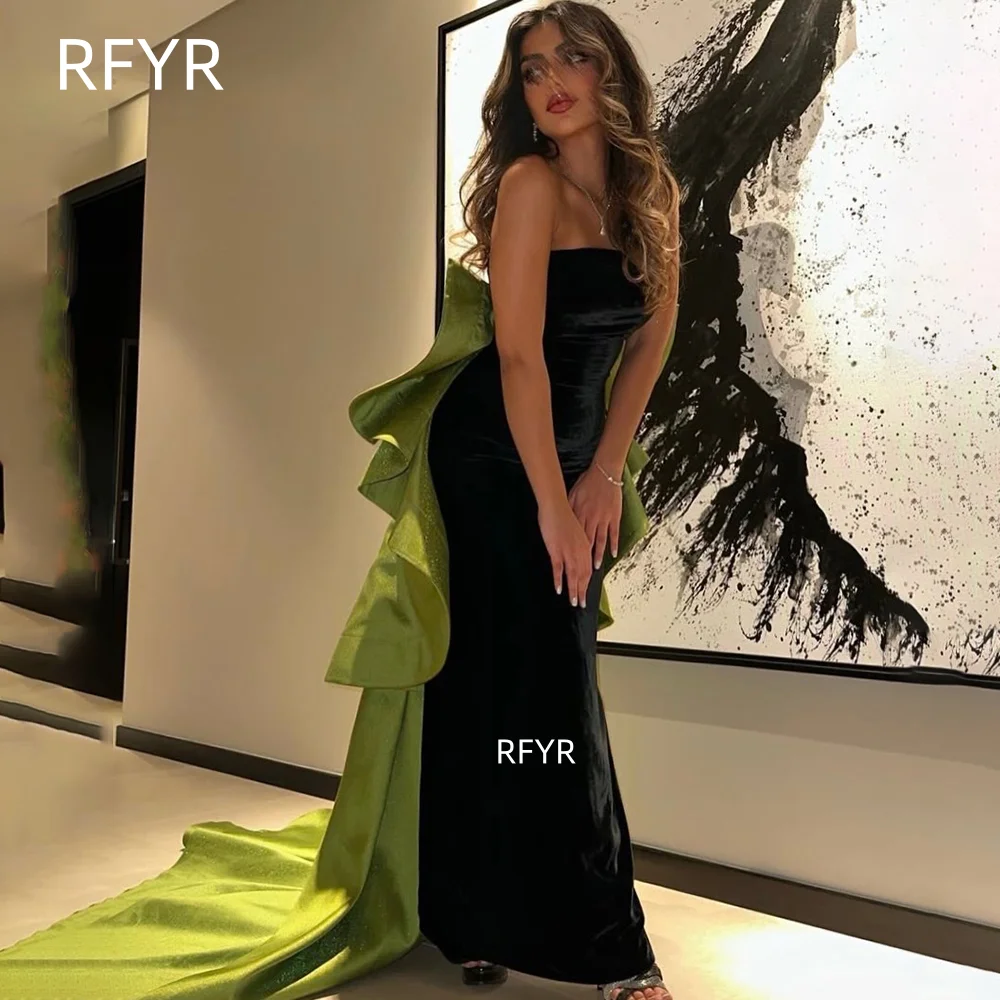 

RFYR Два цвета Вечернее платье с бантом и шлейфом Пром платье со складками Атласное вечернее платье для женщин فساتين مناسبة Cus