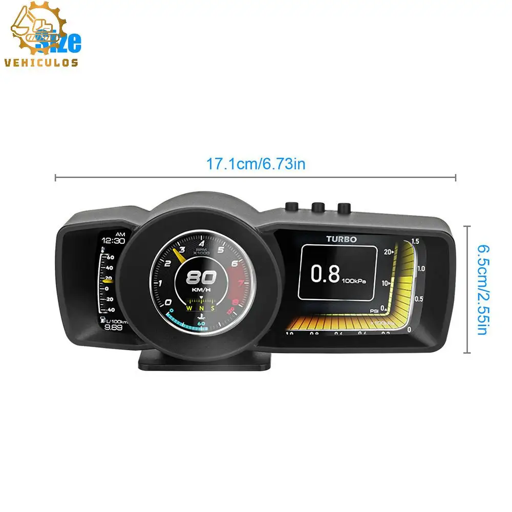 3.5'' Three Screen OBD2+GPS Smart Car Speedometer HUD Gauge Head Up Display RPM