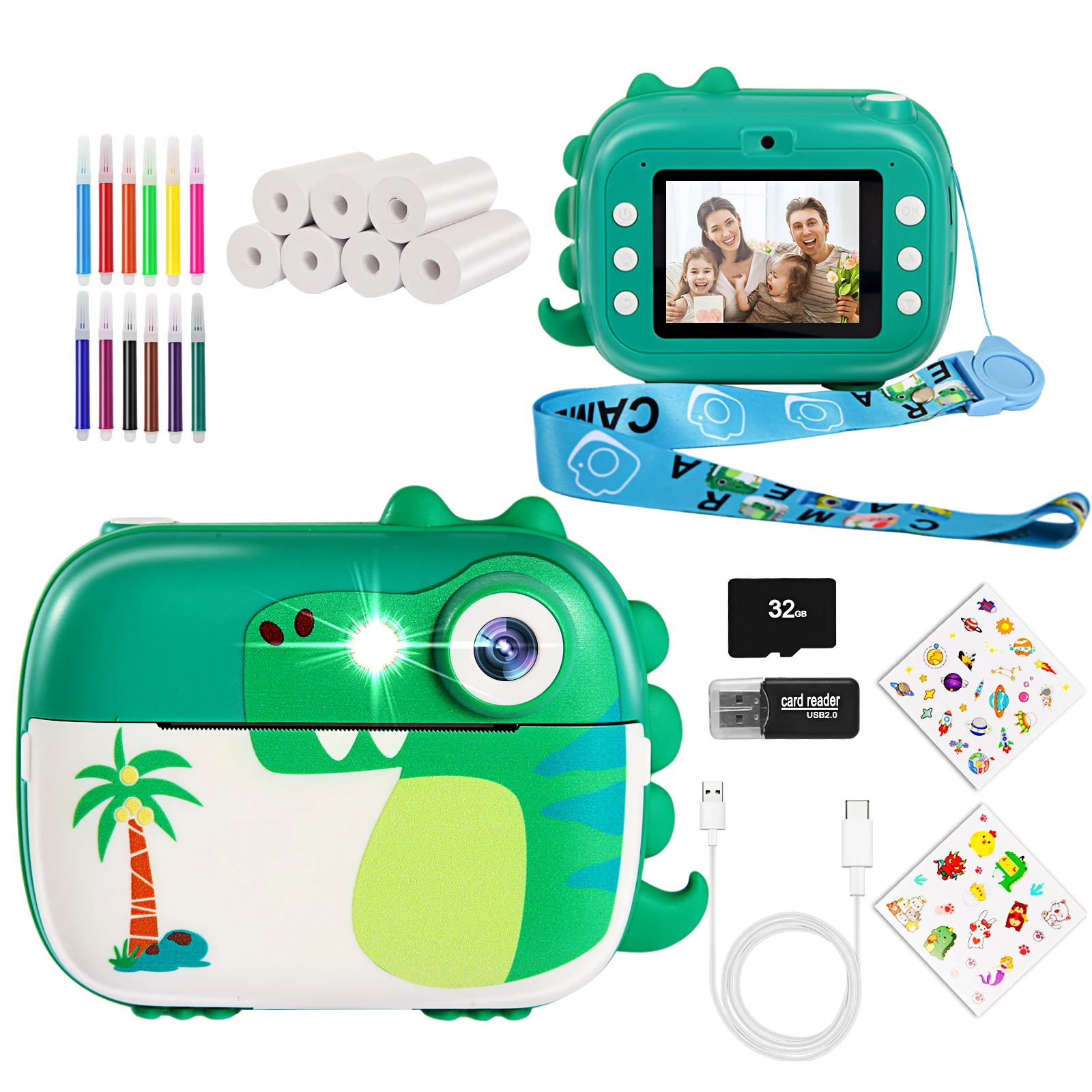 ARNSSIEN Kids Camera Instant Print, 1080P Camera for Kids with 7 Rolls Instnat Paper, Kids Toys for Ages 3-14, Christmas Birthda