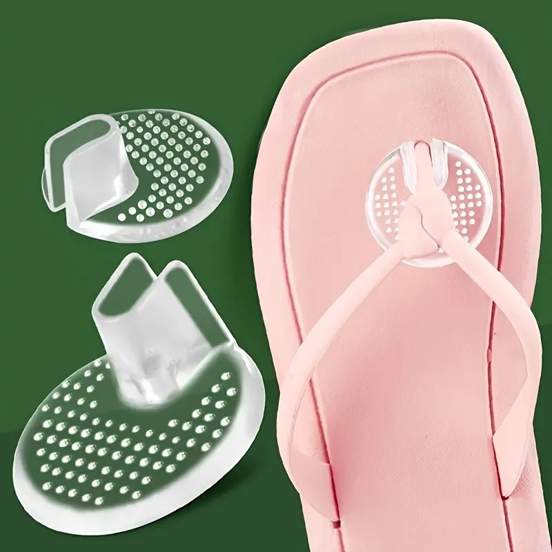 Soft Silicone Forefoot Cushion Pads Anti-Slip Transparent Toe Protectors for Flip Flops Sandals Comfortable Shoe Inserts
