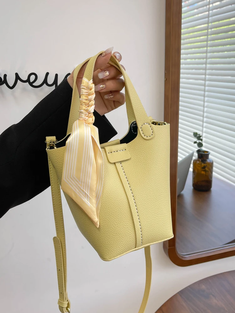 

Hanrted Buet Bag DIY Crossbody Hand Sewn Material Woven oulder Bag Sweet Lady Sle Pure Color Soft PU Leather