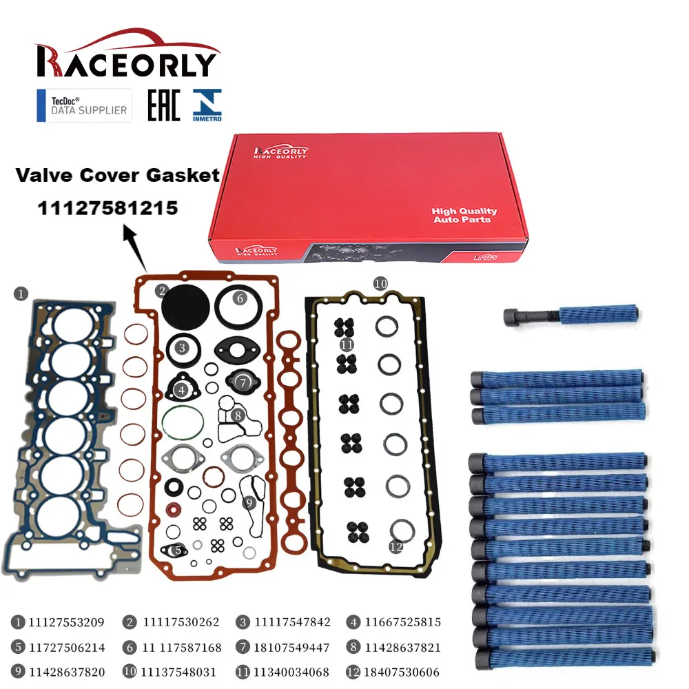 

RACEORLY N52 3.0L Engine Head Gasket Bolt Set For BMW 330 530 E90 11127581215