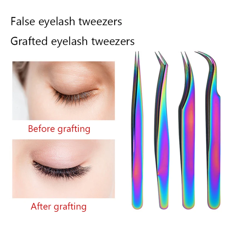 Suitable for Eyelash Extension Tweezers Curved Straight Tweezers Makeup Tools Stainless Steel DIY Jewelry Decoration Accessories