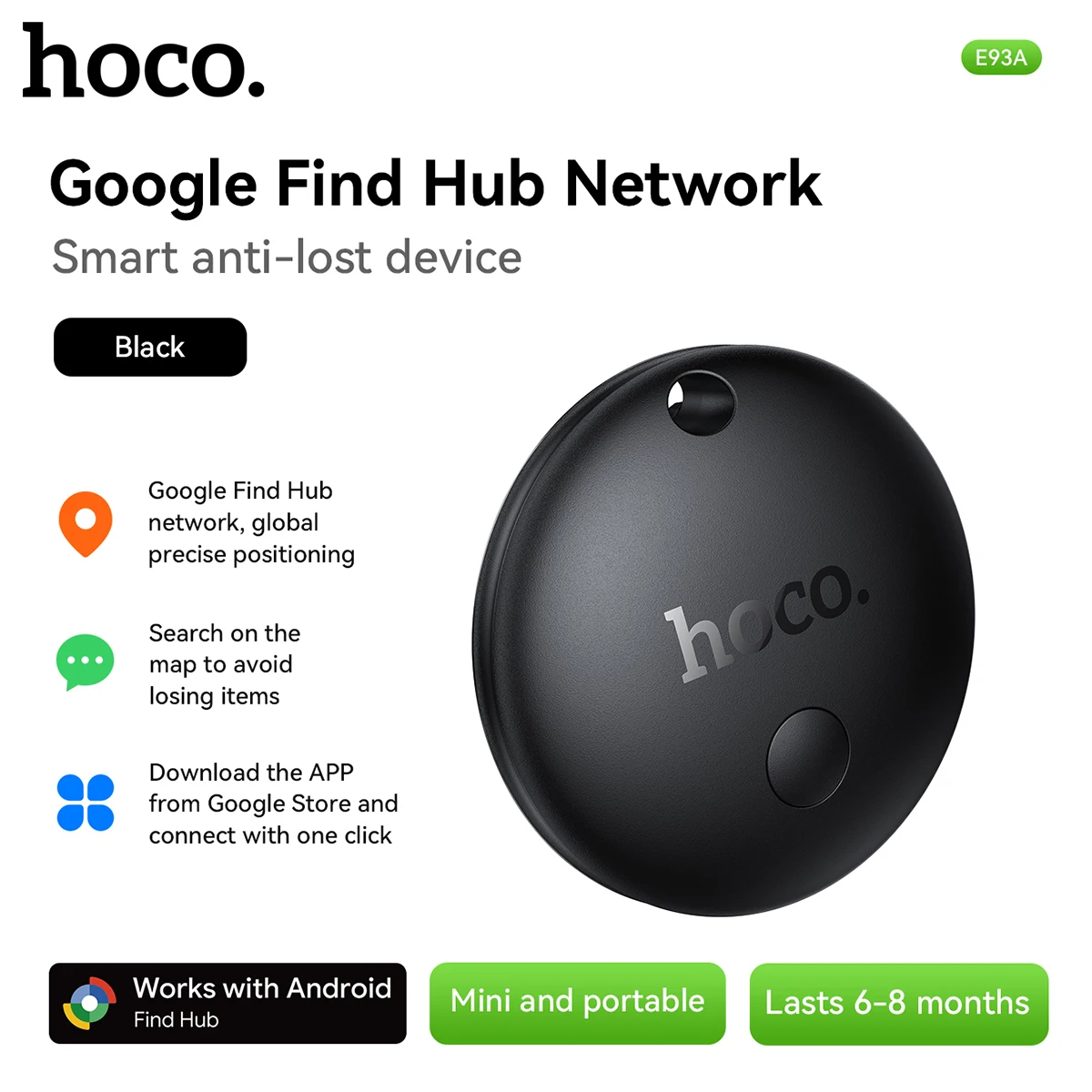 HOCO E93A Bluetooth GPS Smart Tracker Anti-Lost Finder Intelligent Locator Pet Dog Cat Key Wallet Bag Luggage Anti-Lost Device