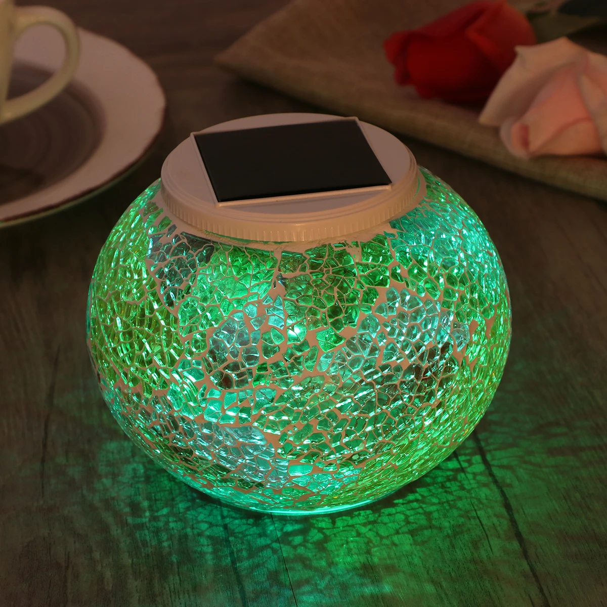 

Powered Outdoor Table Lamp 2 Modes RGB Color Changing Crystal Glass Waterproof for Garden Lawn Patio Decorative Landscape