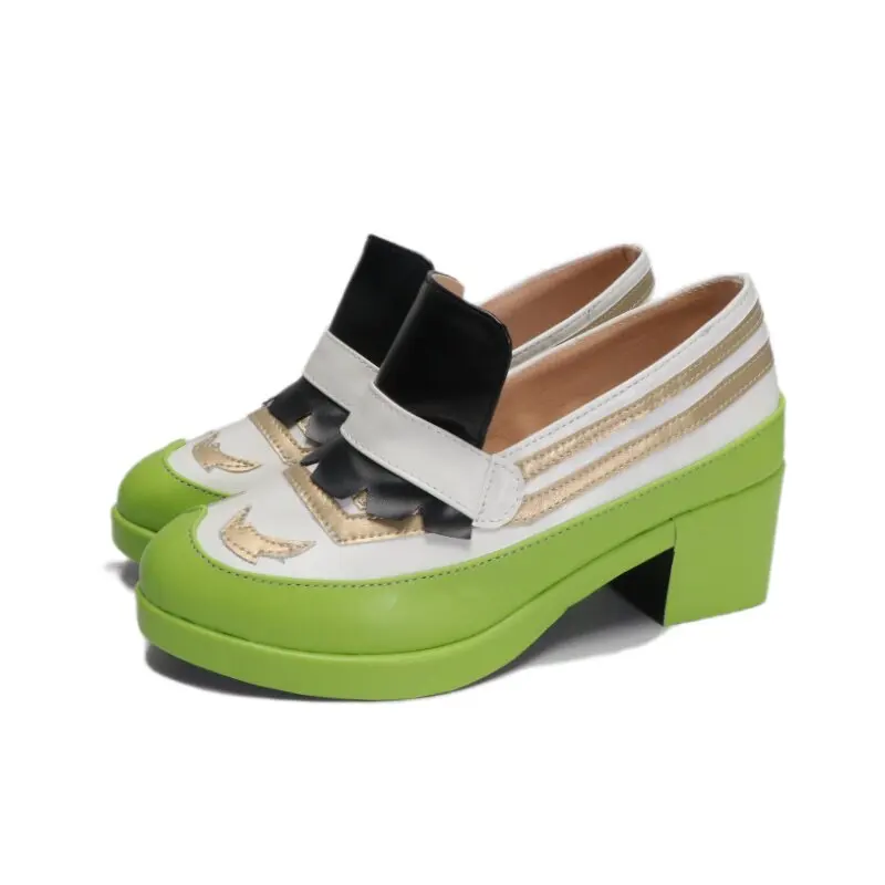 Anime Promise of Wizard Figaro Cosplay Shoes Green Short PU Leather Boots For Halloween Carnival