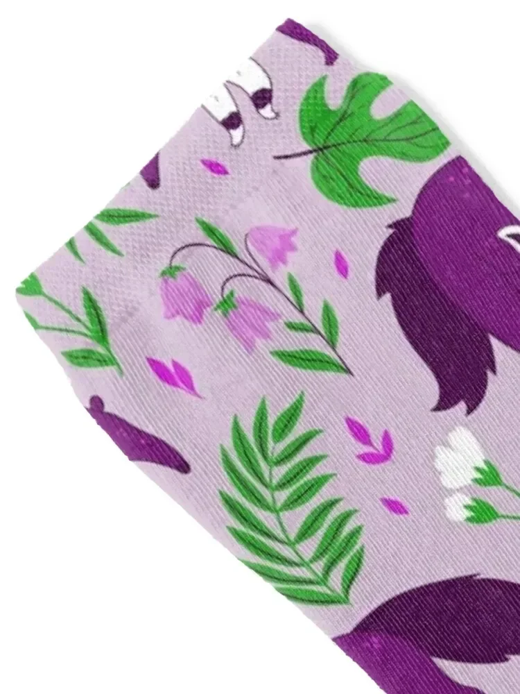 cute anteater purple floral Socks new year floral Toe sports cute Designer Man Socks Women's