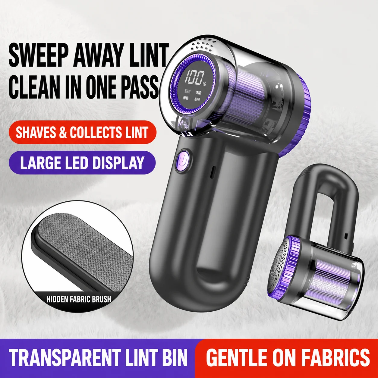 New smart digital display lint remover, a magical tool for removing lint and shaving clothes