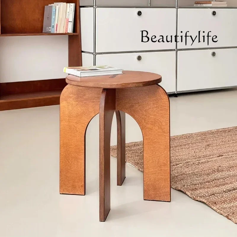 X35 Vintage Ocean Bench Home Solid Wood Coffee Shop Low Stool Nordic Simple Button Stool