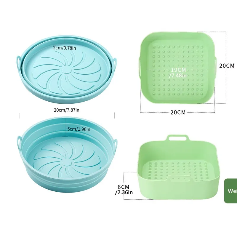 Plaque de cuisson ronde et pliable en silicone pour friteuse à air, pot optique réutilisable, doublure carrée, ustensiles de cuisson