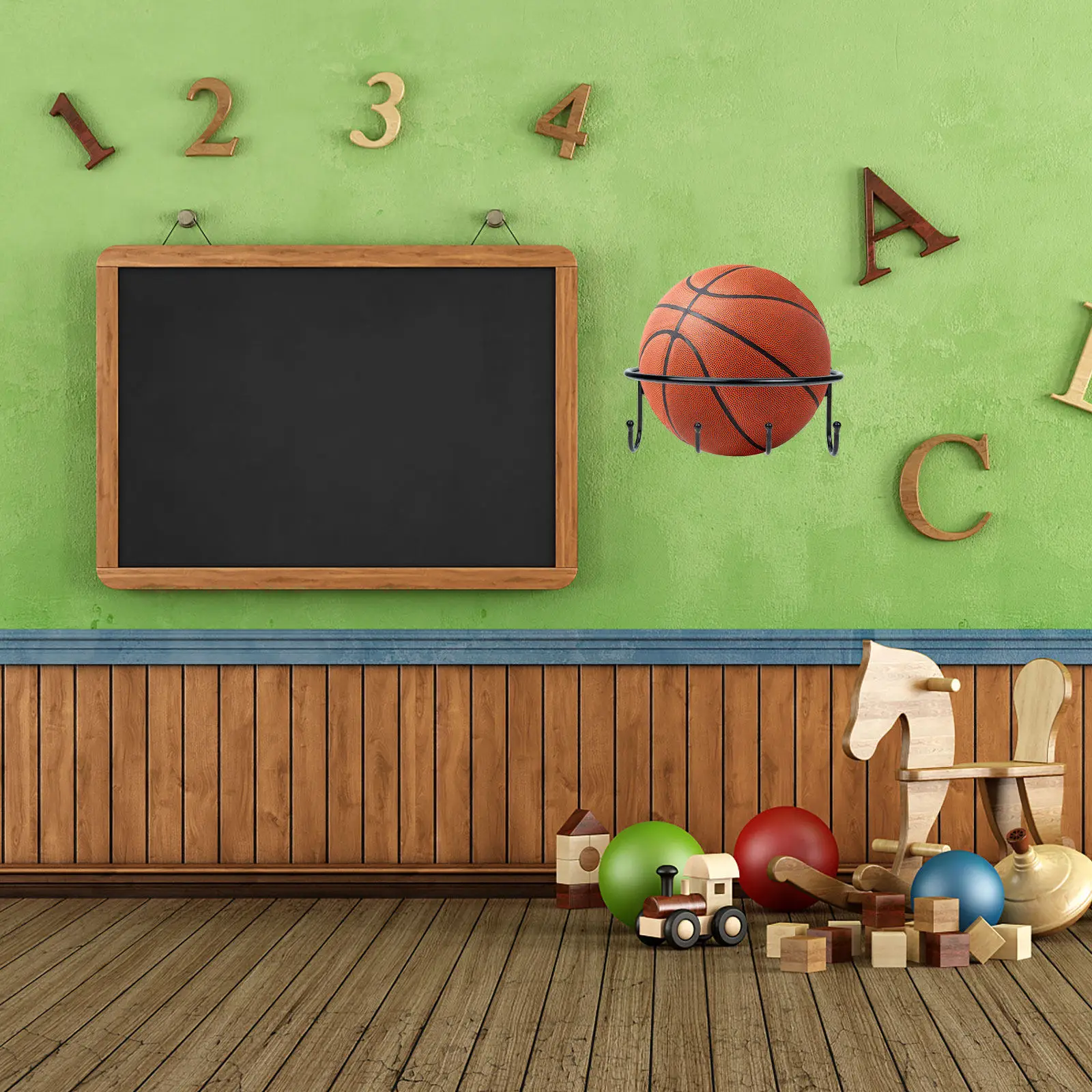 

Премиальный настенный держатель для мячей (футбол, баскетбол, регби, волейбол) – прочная настенная подставка без сверления для спортивной комнаты, декор для стены