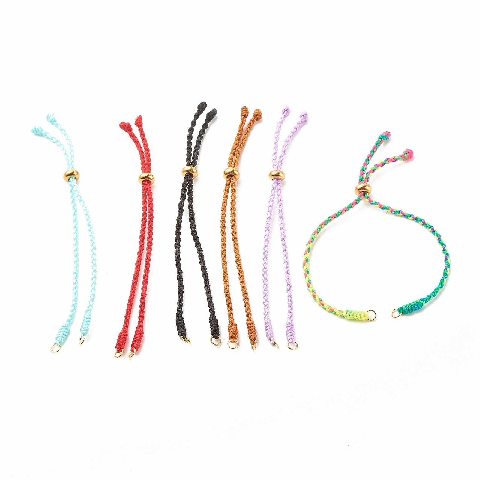 20Pcs Colorful Dyed Adjustable Twisted Cord Bracelet Making with Stainless Steel Slider For DIY Bracelets Jewelry Making