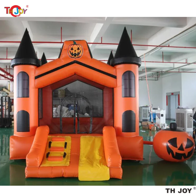 Nouveau Design 4.5x3.5m gonflables fête d'halloween château gonflable toboggan combo citrouille Orange maison de rebond pour les événements de fête