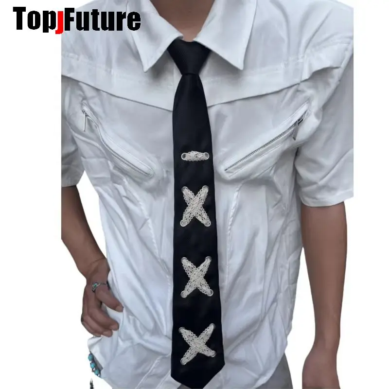 Steampunk Women Men Pre-Tied Tie Punk Y2K Girl Couple Gothic Lace Lazy Versatile Premium Feel JK Tie Adjustable Dark