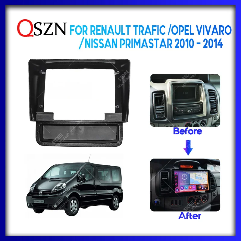 QSZN 10INCH Car Frame Fascia For Renault / Opel Vivaro A / Nissan Primastar Adapter Decoder Cable Radio Dash Head Unit Panel Kit