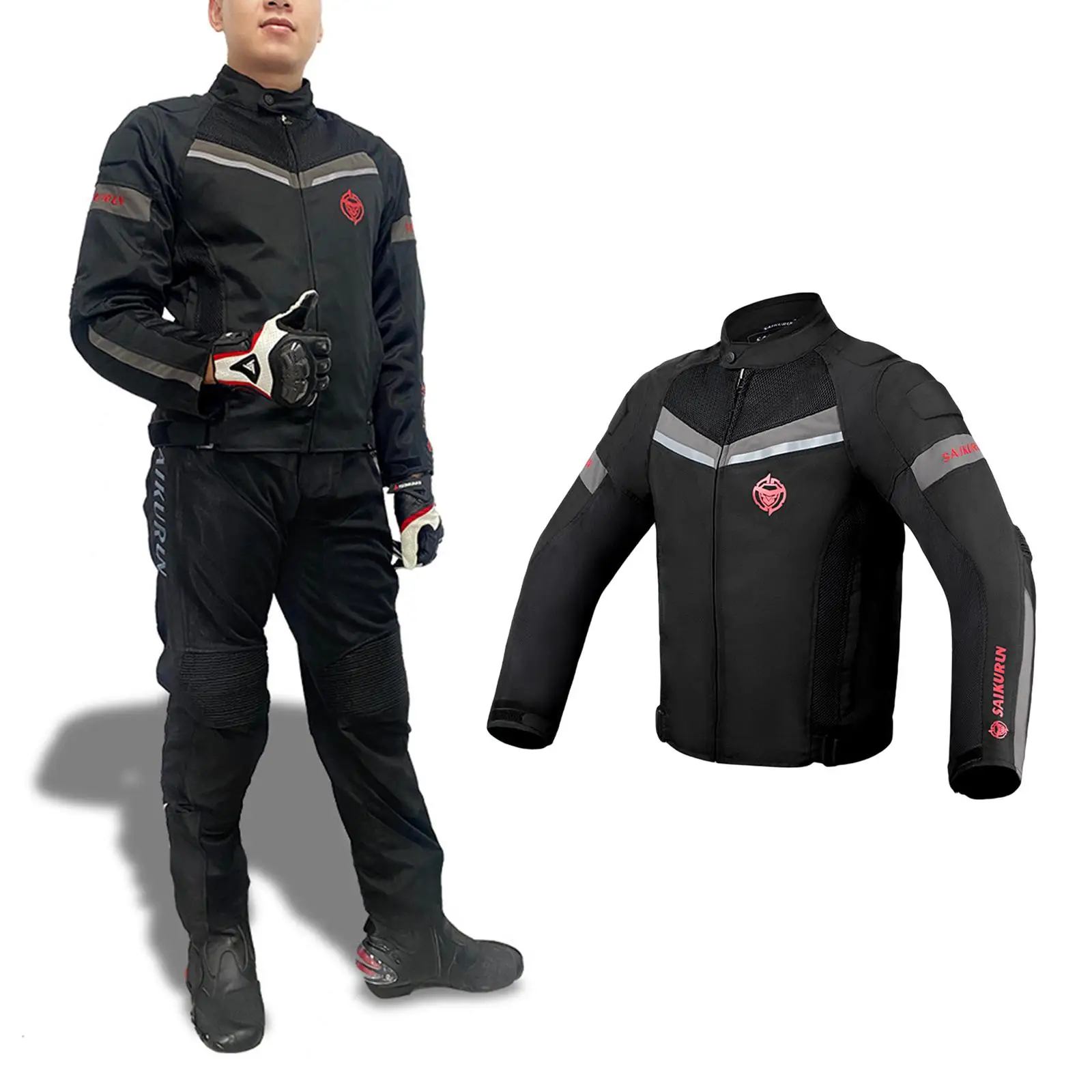 Motorcycle Riding Jacket with Lightweight for Summer Biker Breathable Tear Resistant Reflective at Night Motorbike Jacket