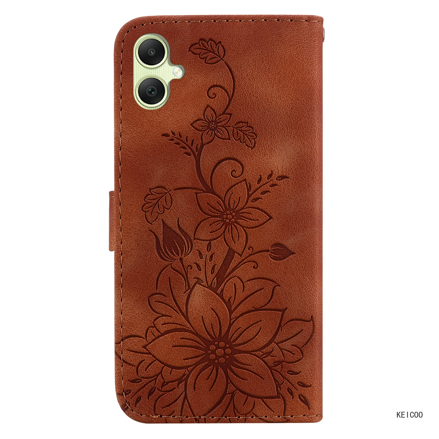 Shell for Samsung Galaxy A05 A05s A15 A 05 05S 15 SM-A057F SM-A055F Lily Print Pattern Leather Phone Case Shockproof Housing