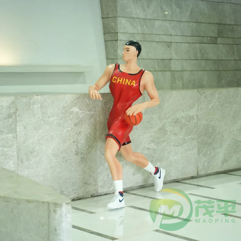 Customized OEM ODM Modern Indoor Decorative  NBA CBA Metal Crafts Cartoon Ornaments Sportsman Athlete Running Fiberglass Statue