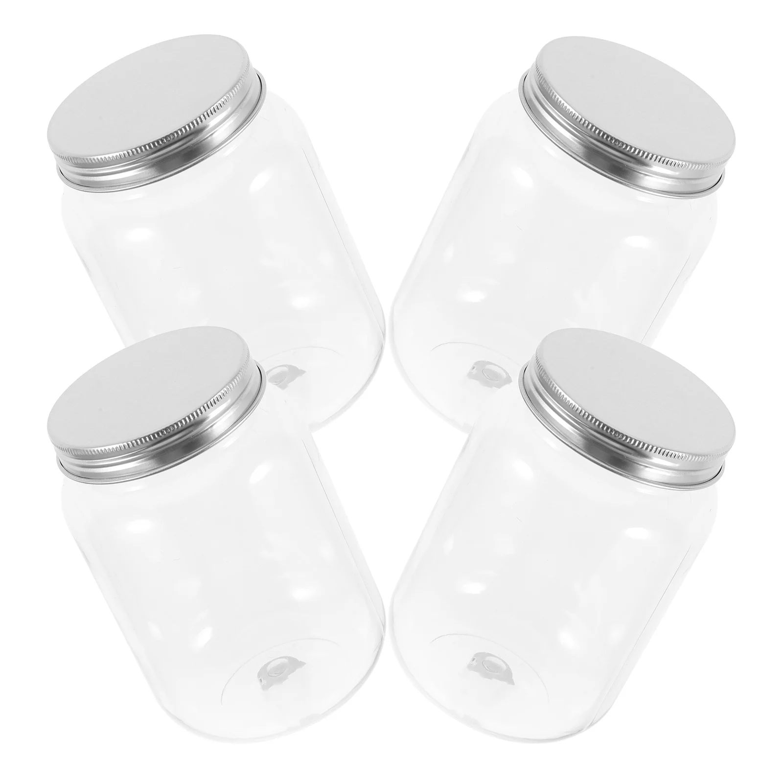 4 vasetti di plastica trasparente con coperchio in alluminio, contenitori ermetici per alimenti secchi, caramelle, snack, cucina, organizzazione domestica