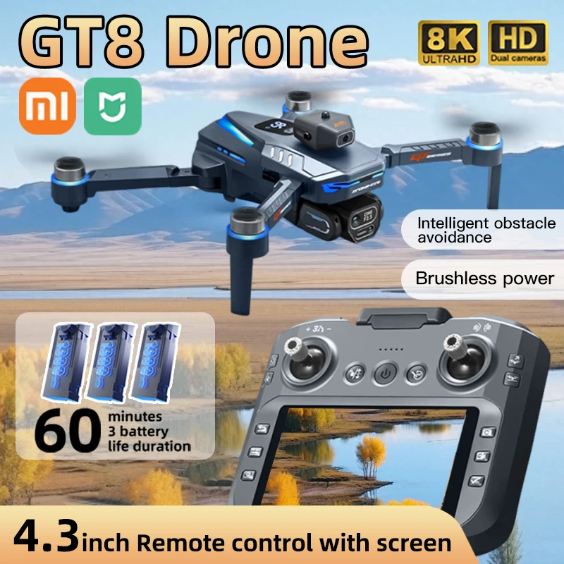 

XIAOMI Drone GT8 FPV 8K 5G HD Professional Camera Liquid Crystal Display RC Brushless Motor Folding Quadcopter Dron Gifts MIJIA