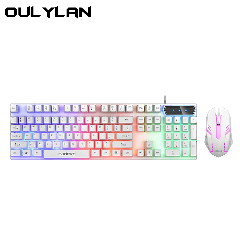 Light Up Keyboard and Mouse Kit Combination T350 Wired keyboard and mouse set game lights up Home key keyboard laptop desktop