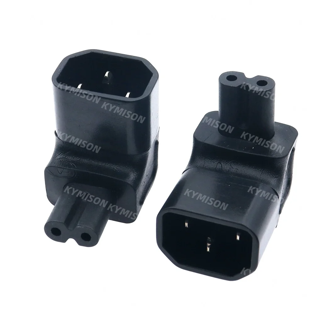 IEC 320 C14 Male to C7 Female Right Angle Power Adapter Plug, Connect C13 and C8 Conversion AC Electrical Plug 10A 250V