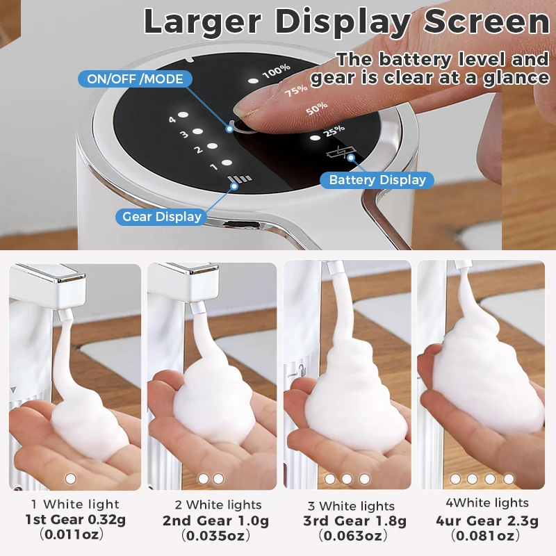 New Wall Mounted Automatic Soap Dispenser Foam Smart Hand Washing Machine 400ml Liquid Rechargeable Bathroom Induction Sensor