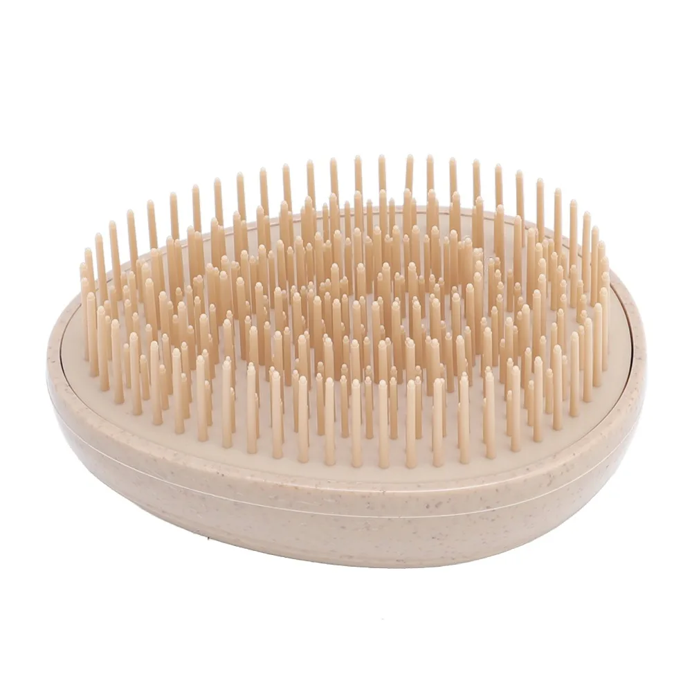 4pcs Soft Teeth Egg Shape Hair Brush Long Short Teeth Round Handle Plastic Knot Proof Comb Wheat Straw Material Yellow Color