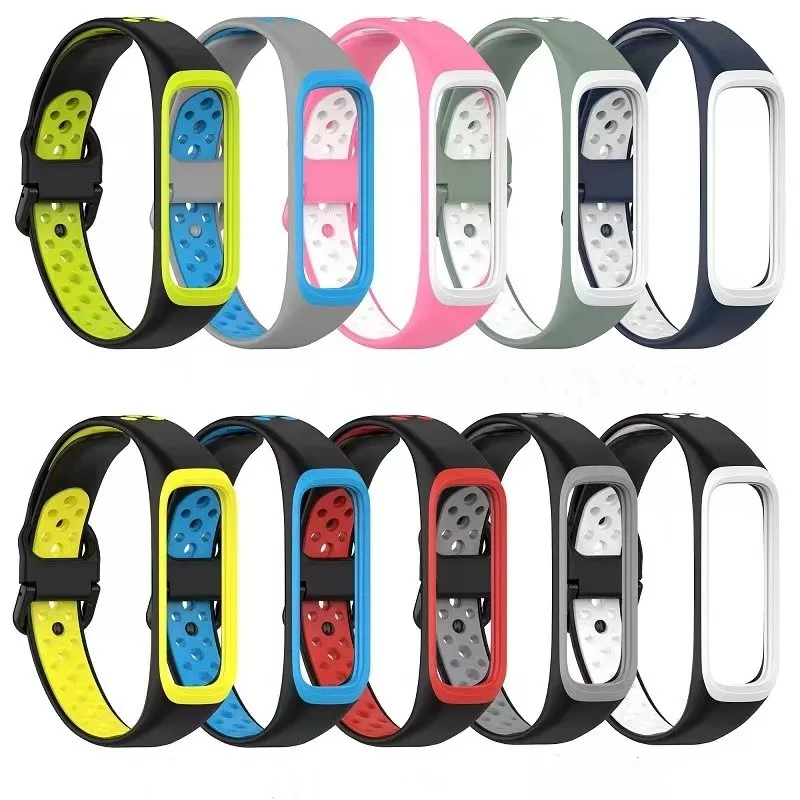 

Double Colors Silicone Sport Smart Bracelet Replacement Watchband For Samsung Galaxy Fit 2 SM-R220