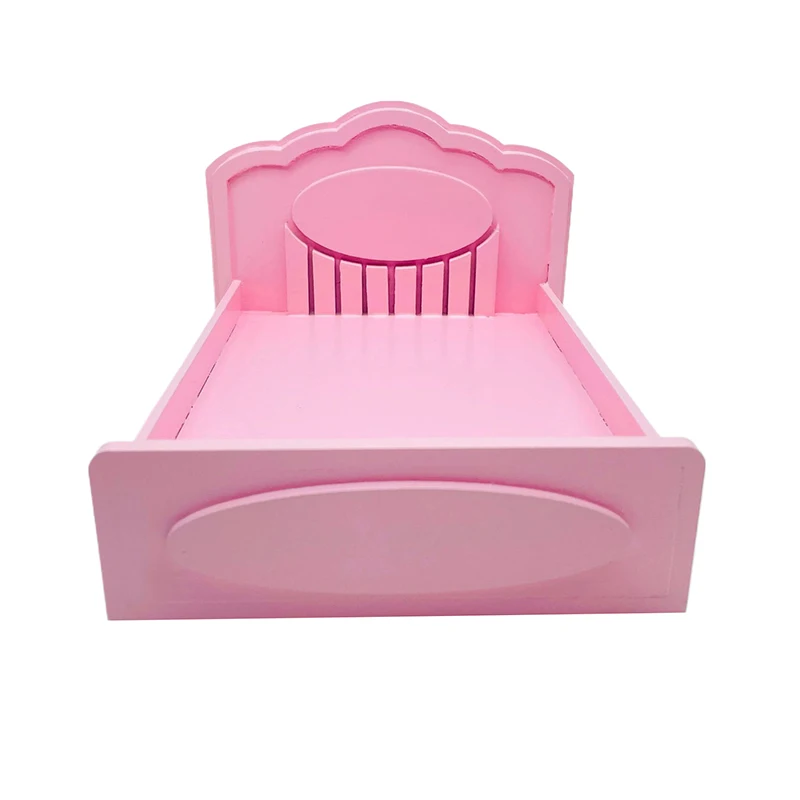 

Dollhouse Wooden Simulated Princess Bed Model Dollhouse Mini European Style Toy Bed Furniture Decor DIY Scene Accessories Toy