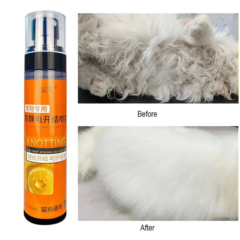 Pet Coat Wash Free Hair Conditioners Spray, Fluffy Smooth, Soft Shiny, Easy Comb Without Knots for Cat Dog Hair Knotting Tangles