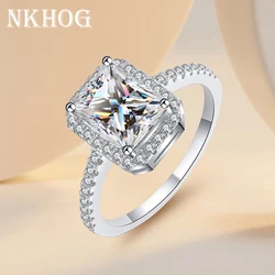 Certified 1CT 2CT Radiant Cut Moissanite Engagement Ring Colorless VVS Diamond Proposal Rings Sterling Silver Wedding Band Gifts