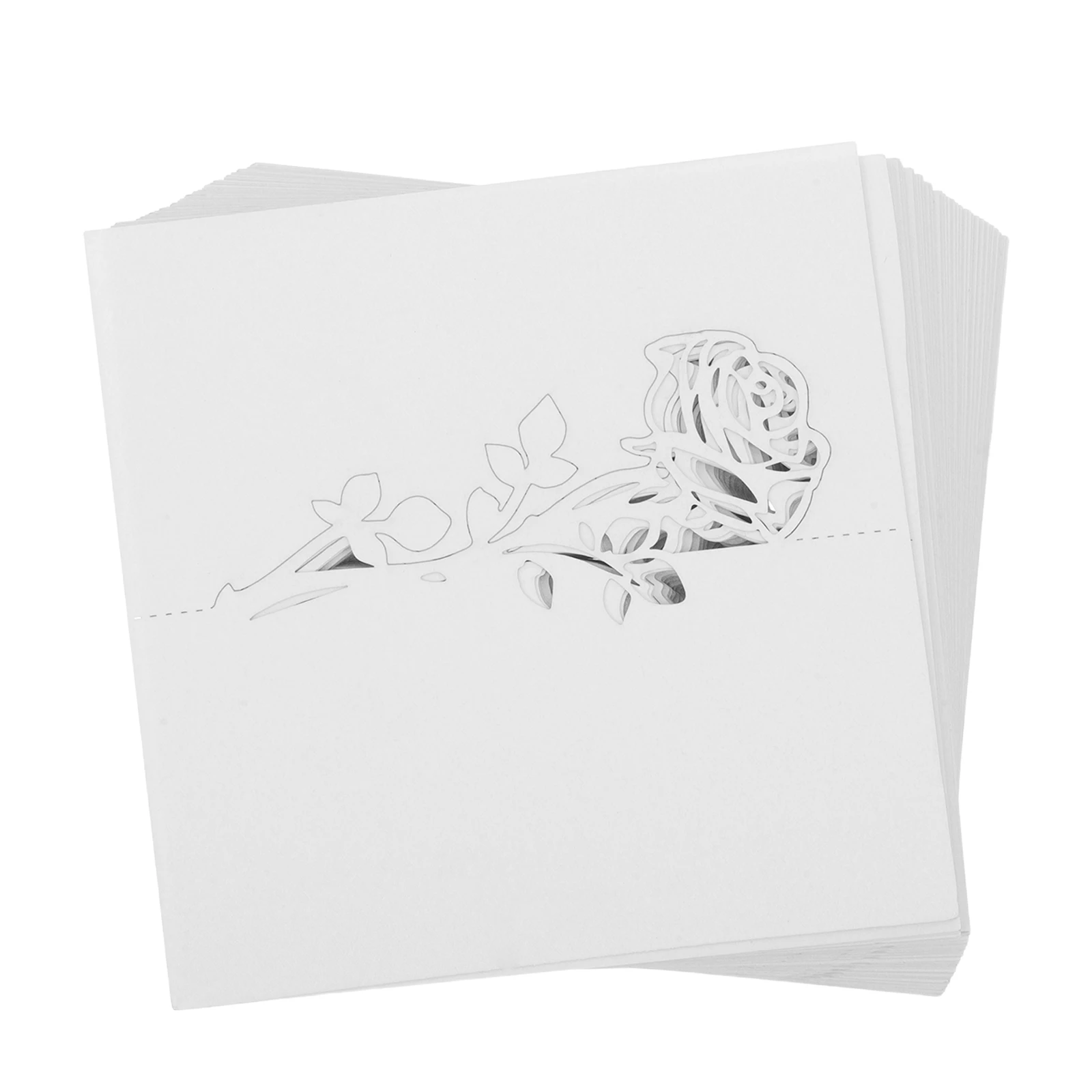 

50pcs Wedding Invitation Cards 3D Rose Floral Design Table Name Cards Premium Paper Seating for Bride Elegant Place Name Tags