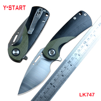 Y-START D2 Blade Outdoor Camping Folding Pocket Knives Utility Fast Open Flipper G10 Handle LK747