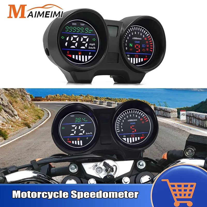 Motorcycle Speedometer Digital LED Panel RPM Oil Level MKH MPH Speed Gauge For Brazil Titan 150 For Honda CG150 Fan150 2010 2012