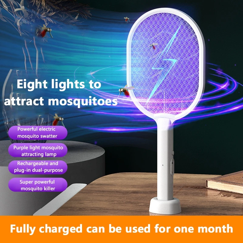 Electric Mosquito Swatter Killer 3000V Fly Swatter Trap USB Rechargeable Mosquito Racket Insect Killer Bug Zappe Killer Device