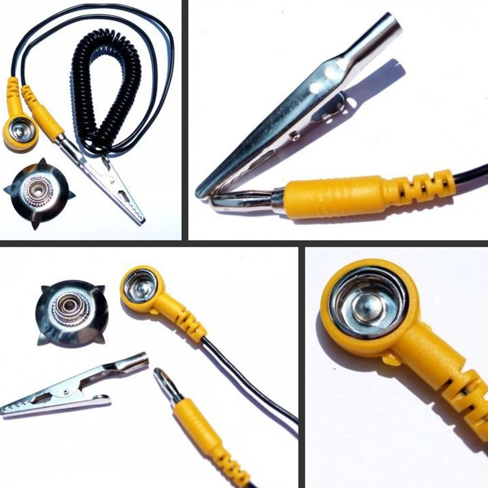 1PCS Anti-Static for esd Grounding Cable Coiled Cord for alligator Clip Claw PU Wire Anti-static Grounding Device Testing